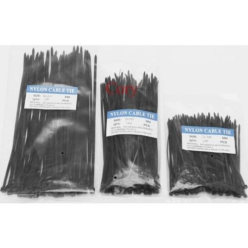 3 bags Nylon Cable Self-locking design Plastic Wire Zip Ties Set 3*100 3*150 4*200 Black/White 3x100 3x150 4x200 CZYC