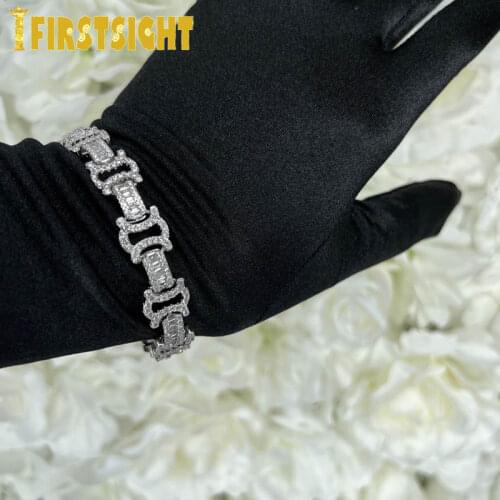 2021 New Cuban Byzantine Bracelet Gold Silver Color Iced Out Micro Pave Cubic Zirconia Hip Hop Bracelets For Women Men Jewelry