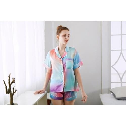 2021 New Summer Pajama Silk Women Pajama Shorts Women With Headband Desinger Pajama Set