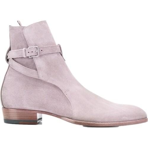 Yomior New Autumn Winter Handmade Men Boots Vintage Designer Buckle Cow Leather Pointed Toe Wedding Ankle Boots Chelsea Boots