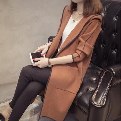 2019 spring and autumn new explosion models ladies fashion Slim long cardigan knit jacket tide