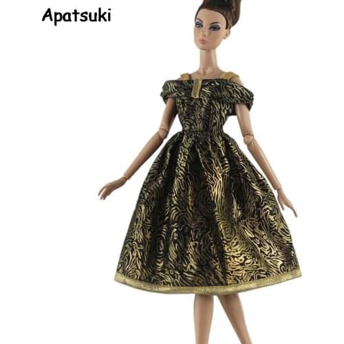 Black Gold 1/6 Doll Clothes For Barbie Doll Dress Short Party Dresses For Barbie Doll Outfits 1:6 Dolls Accessories Kids Toy