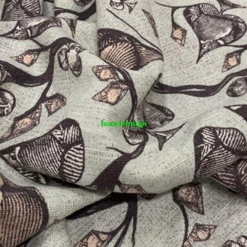 Single-sided thick linen cotton printed cloth garment fabric, winter style super good quality garment fabric