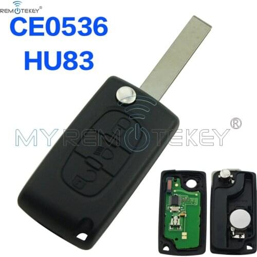 CE0536 Flip remote key 3 button with light button HU83 key blade 434mhz for Citroen Peugeot remtekey