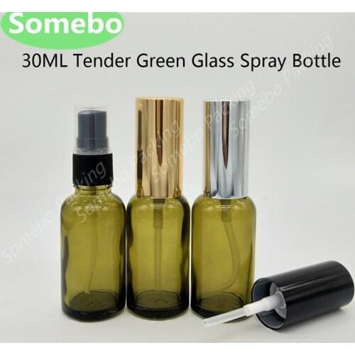 10 x 30Ml Olive Green Glass Spray Bottle Glass Container, Glass Container With Fine Mist Sprayer, Atomizer Makeup Spray Bottle
