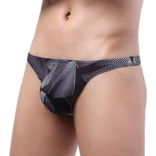Sexy Gay Underwear Men G-string Thongs Printed T-Panties Man Bikini Slip Homme Pouch Underpants Male Lingerie Erotic Penis Cueca