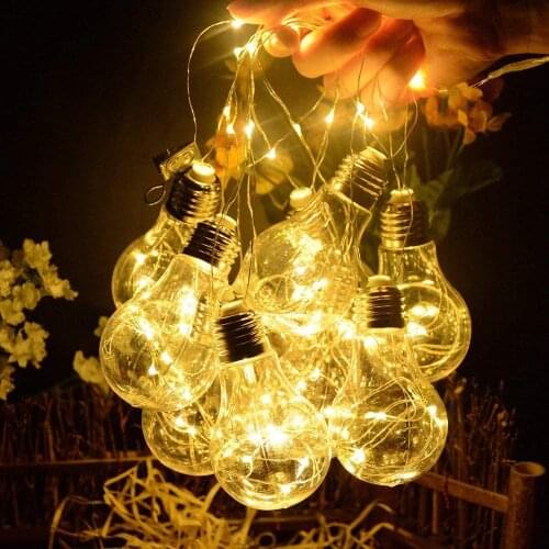 Solar String Light Outdoor Edison 5M 10 Bulbs Hanging Waterproof String Lights for Deck Yard Tents Party Indoor Outdoor Decorati
