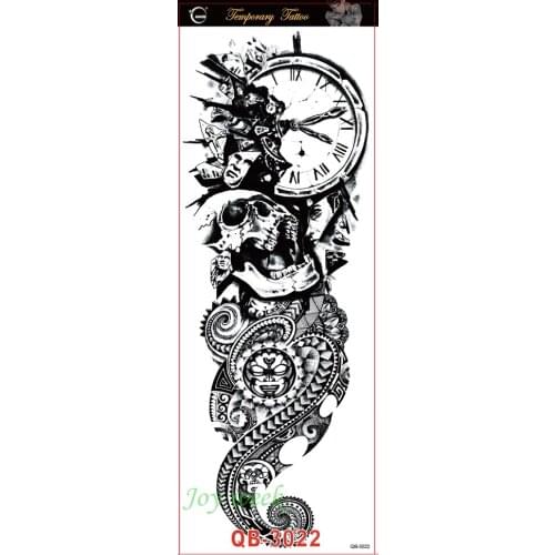 Waterproof Temporary Tattoo Sticker full arm large skull devil clock tatto stickers flash tatoo fake tattoos for men women 27