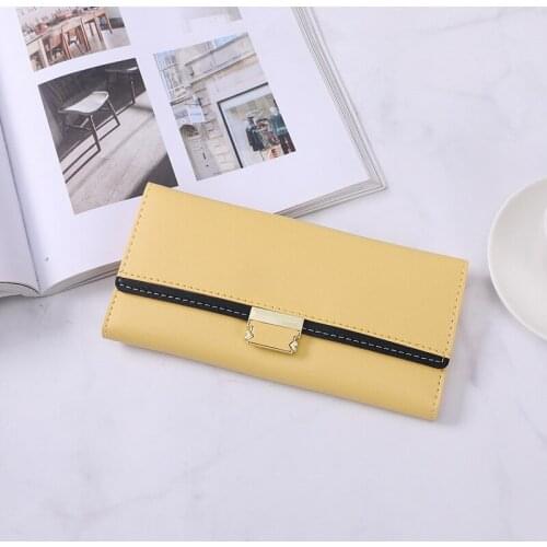 Women Long Wallet Solid Color Patchwork Purse Multi Card Coin Pockets Anti-degaussing Money Bags for Ladies Soft Leather Wallets