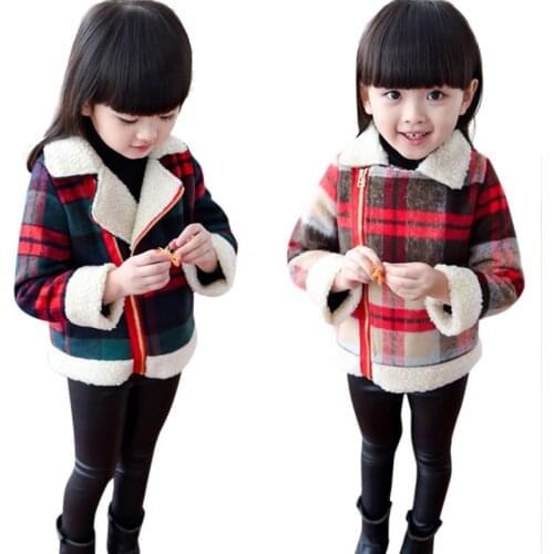 Girl Woolen Coats Lambswool Jacket 2018 Autumn and Winter Outerwear New Fashion Korean Diagonal Zipper Girl Jacket Coats