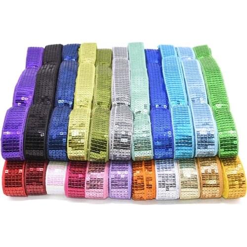 10 Yard 2.5cm Square Sequin Beading Ribbon DIY Handmade Material Apparel Sewing Fabric Hairbows Accessories Garments Lace