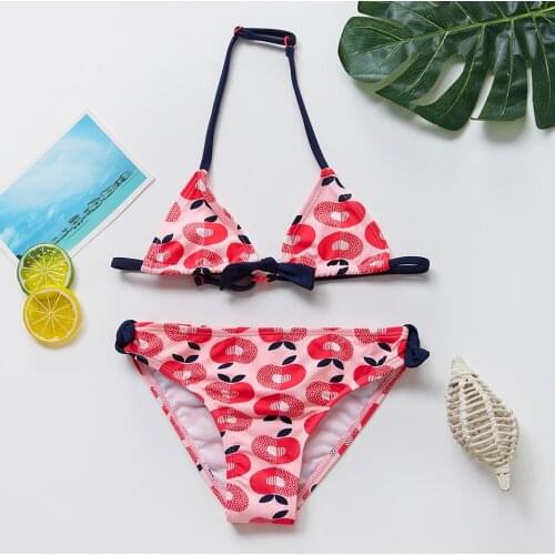 2021 High quality Biquini New Girls Swimwear 3~10Years Girls swimsuit Apple printed Kids Bikini Set Infantil-ST181
