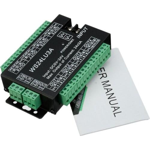 24CH 24 channel dmx512 DMX decoder,LED DMX512 Controller, DC5V-24V,each channel Max 3A,8 groups RGB controller ,24 channel x3A