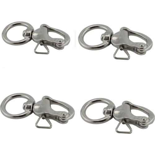 4 PCS 316 Stainless Steel 76MM Ring Rotating Spring Shackle Fast Gunner Camera Strap Buckle