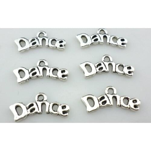 40pcs Tibetan Silver Words Dance Charms Crafts Pendants 9x20mm Jewelry Making