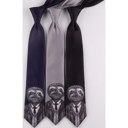 Free shipping New male mens necktie Original design black Tibetan blue gray Mao Mao 7CM personality hand-painted art print tie