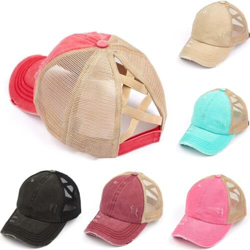 HanXi Women Ponytail Baseball Cap Criss Cross Hat 2020 New Arrival Hat Caps Outside Sport Hip Hop Snapback Washed Visor