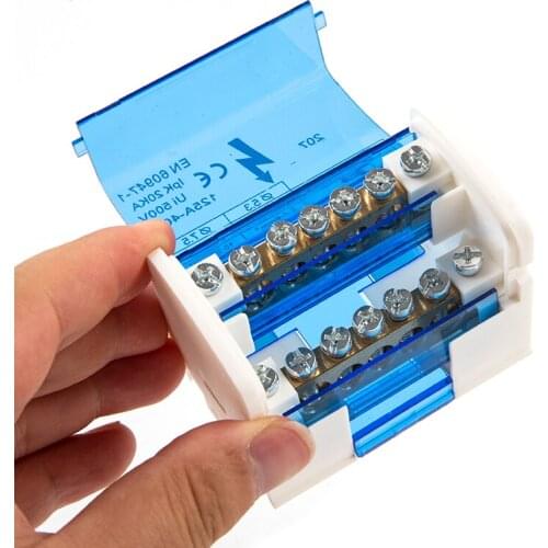 1pc in Rail Terminal Block WKH207 Power Distribution Box Modular Screw Connection Block Universal Electric Wire Junction Box