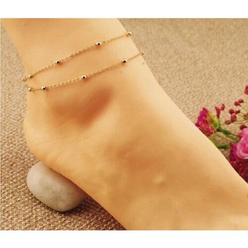 Barefoot Beach Double Chain Link Tassel Foot Bracelet Anklet Jewelry Toe Anklet Cheville Women Tornozeleira Ankle Bracelets