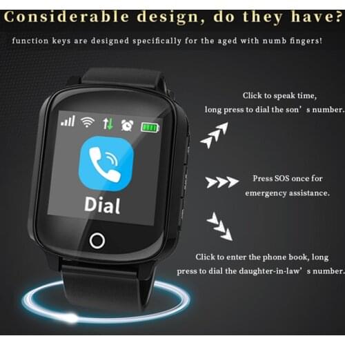 New Smart Watch Phone Elder SOS GPS Tracker Heart Rate Detection Watch Men Waterproof Fall Alarm Smartwatch 600mah pk D100 watch