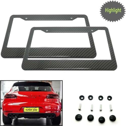 Four Color Carbon Fiber License Plate Frame Tag Cover FF - D With Matching Screw Caps