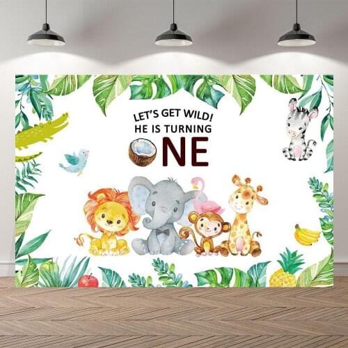 Lets Wild One Birthday Backdrops Party Table Decor Poster Tropical Jungle Forest Newborn Baby 1st Birthday Photo Backgrounds