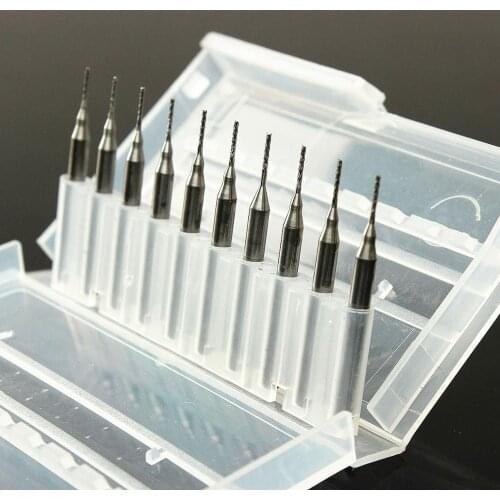 DB-M4 10pcs 0.8mm Tungsten Steel Milling Cutter Bits 3.175mm Shank End Mills