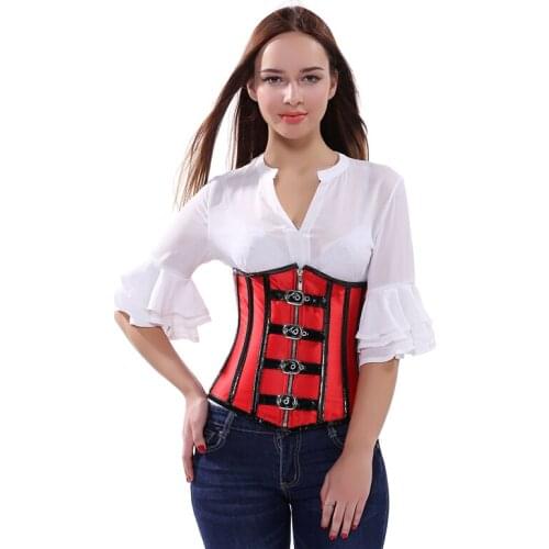 Gothic Red Black Underbust Corset Women Steel Boned Waist Trainer Body Shaper Sexy Lingerie Waist Cincher Slimming Belt