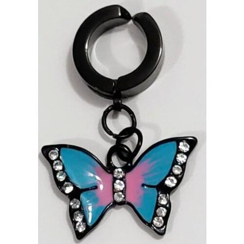 Clip on Fake Belly Button Rings Fake Earrings black butterfly Faux Piercings Ombligo Non Piercing Navel Ring Body Jewerlry