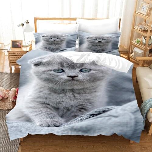 British Shorthair Cat Bedding Set Cute Comforter 3D Print Luxury Duvet Cover Set Home Textile Decor Twin Queen King Single Size