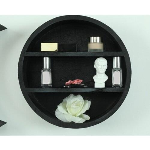 1Pc Creative Wall-mounted Wooden Shelf Moon Shaped Floating Storage Rack Home Decor