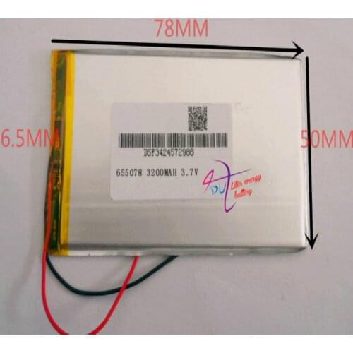 655078 3.7V 3200mah 655080 705080 Lithium polymer Battery with Protection Board For PDA Tablet PCs Digital Products