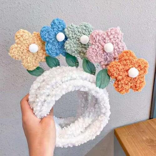 Cute Cashmere Flower headband Face wash Antler Cartoon Plush Hairband Little Bear Lamb Hair hoop girl headdress hair Accessories