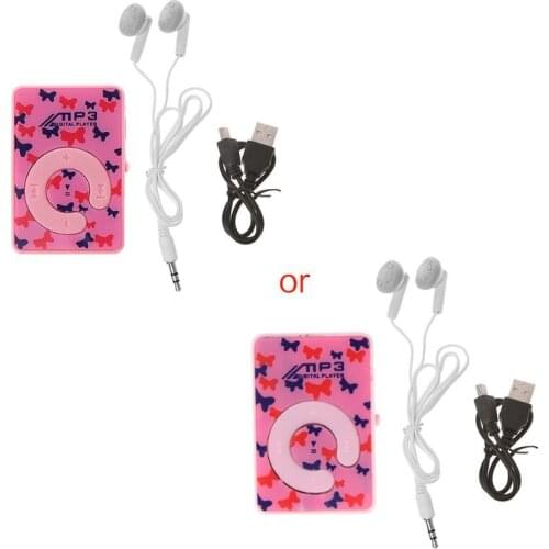 K5DB Mini Clip Dot Circle Pattern Music MP3 Player Support TF Card + Mini USB Cable Earphone