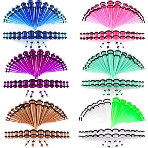 36pcs/set ( 14G-00G )( 1.6mm-10mm ) Acrylic Ear Gauge Taper and Plug Stretching Kits Ear Tunnel Expansion Body Piercing Jewelry