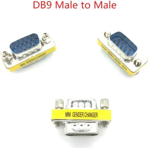 Wholesale DB9 VGA 9 Pin DB9 Male To Male Mini Gender Changer Convertor Adapter Connector