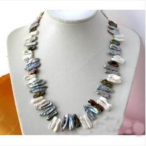 New Arriver 6-22mm White Gray Coffee Biwa Freshwater Cultured Pearl Necklace,Perfect Women Chirstmas Gift Pearl Jewellery