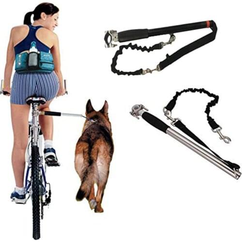 Stainless Steel Bicycle Dogs Leash - Walk & Ride w/ Pet Cycle Leashes Hands Free Bike Pet Training Sports Lead