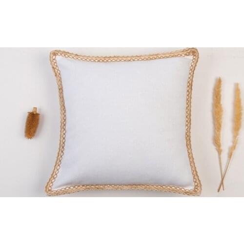 45*45CM Simple Linen Lace Solid Color Pillowcase Home Living Room Sofa Cotton Linen Pillow Cushion Cover