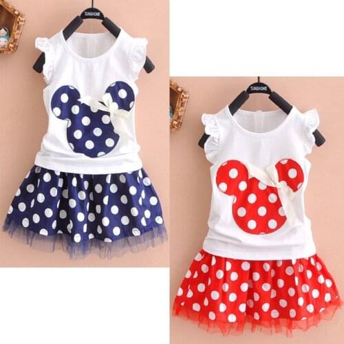 Pudcoco Summer Baby Girls Clothes Set Kids Polka Dot Sleeveless Top T shirt +Tutu Skirt Toddler Party Princess Outfits 2PCS 0-4T