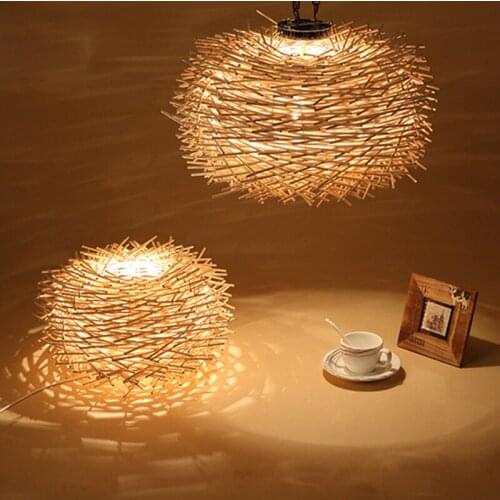 Restaurants balcony lamp Modern minimalist Rattan Garden Restaurant Bar art personality nest Pendant lights zb54