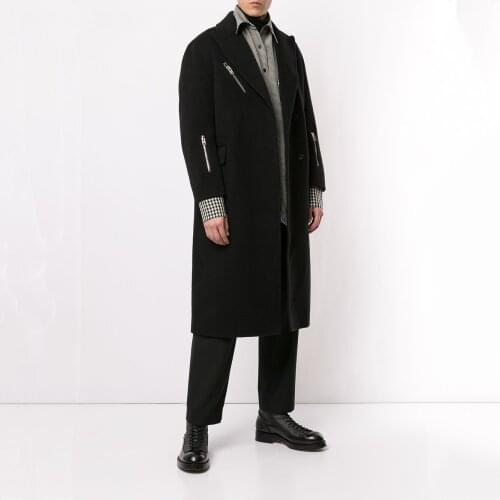 S-6XL! Oversized mens coats!2021 Autumn and winter new mens woolen coat large size long loose youth thickened leisure jacket