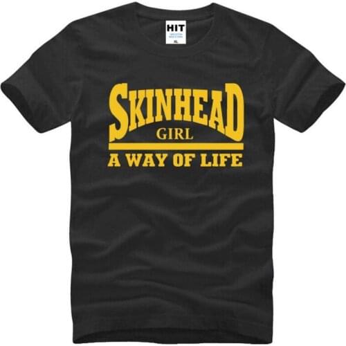 Skinhead Letter Printed T Shirt Men Summer Style Short Sleeve O-Neck Cotton Mens T Shirt Novelty Male Top Tees Mens Clothing