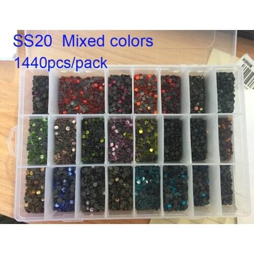 SS20 1440PCS mixed color crystal DMC HotFix FlatBack Rhinestones Glass Strass Hotfix Rhinestones