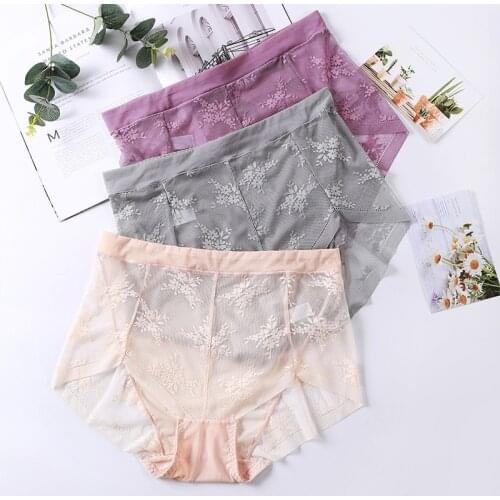 72 Hot Sale 5XL Womens Seamless Panties Plus Size Mesh Transparent Thin Underwear Elastic High Waist Panties Female