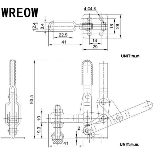 High Quality U Shape Bar Red Handgrip Vertical Toggle Clamp Arm Welding Tool Tackle Tool Accessories Portable Useful Set Kit N2