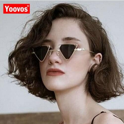 Yoovos 2021 New Punk Sunglasses Women Triangle Oculos New Vintage Glasses Openwork Metal Frame Fashion Sun Glasses Men Okulary