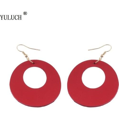 YULUCH 2018 New Design Handmade Hollow Round Leather Earrings Trendy Earrings For Woman Girls Party Prom For Wholesales Jewelry