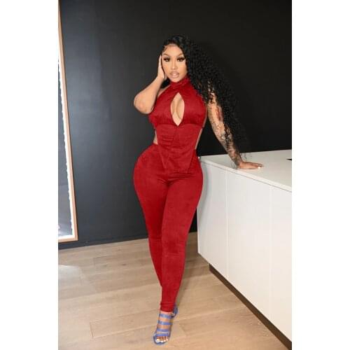 Womens Fashion Summer Solid Color Back Full Open Casual Two-piece Sleeveless Sexy Halter Neck Tracksuit Yoga Sportswear