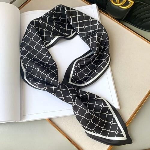 Autumn spring Silk Scarf Women Fashion Print plaid Office Small Hair Neck business Scarves